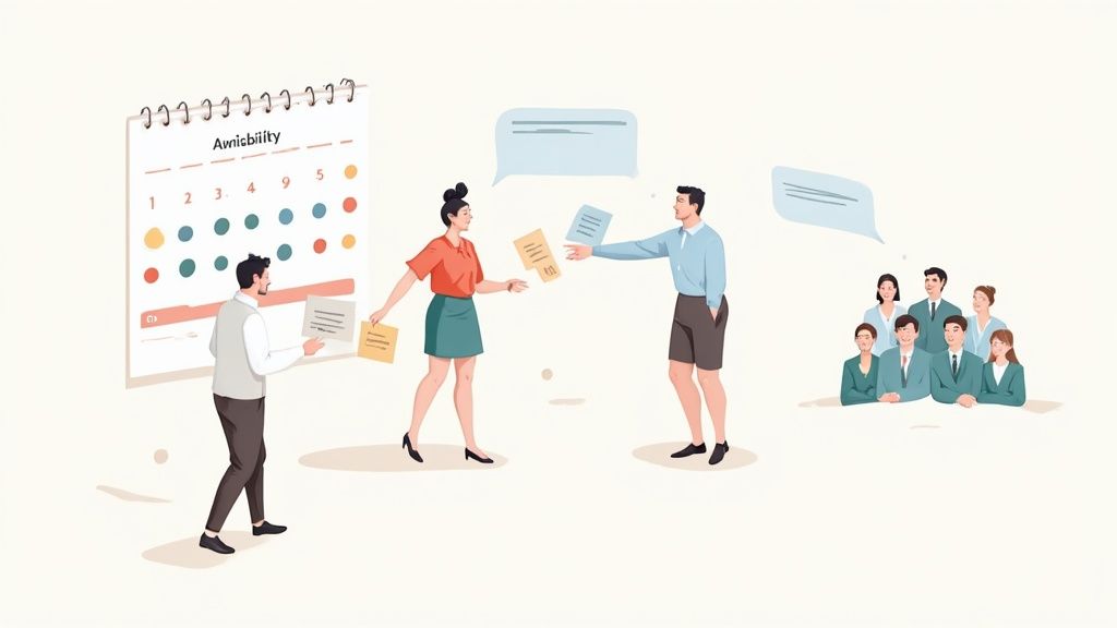 Team coordinates shift planning and availability with digital calendar to optimize working hours