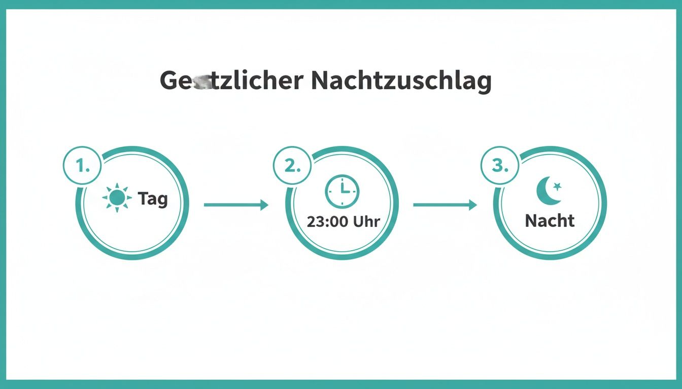 Explication visuelle du supplément de nuit légal. Il montre le début du travail de nuit à partir de 23 heures.