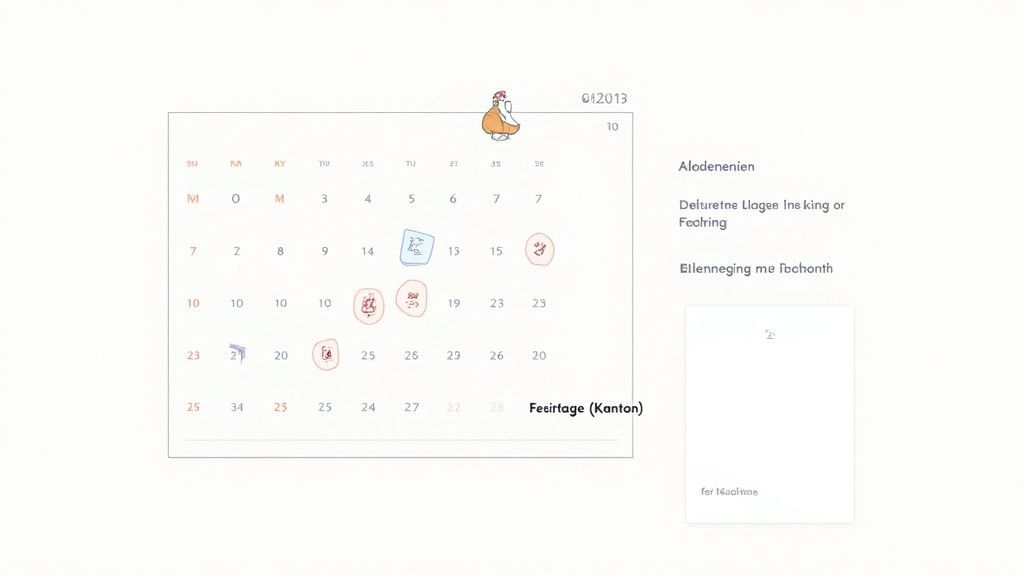 Een persoon markeert verzuimdagen op een digitale kalender op een tablet.