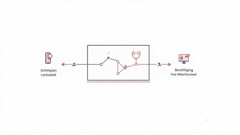 Diagramm zeigt Schichtplan-Download, zentrale Verarbeitung und Bestätigung durch Mitarbeiter im Workflow